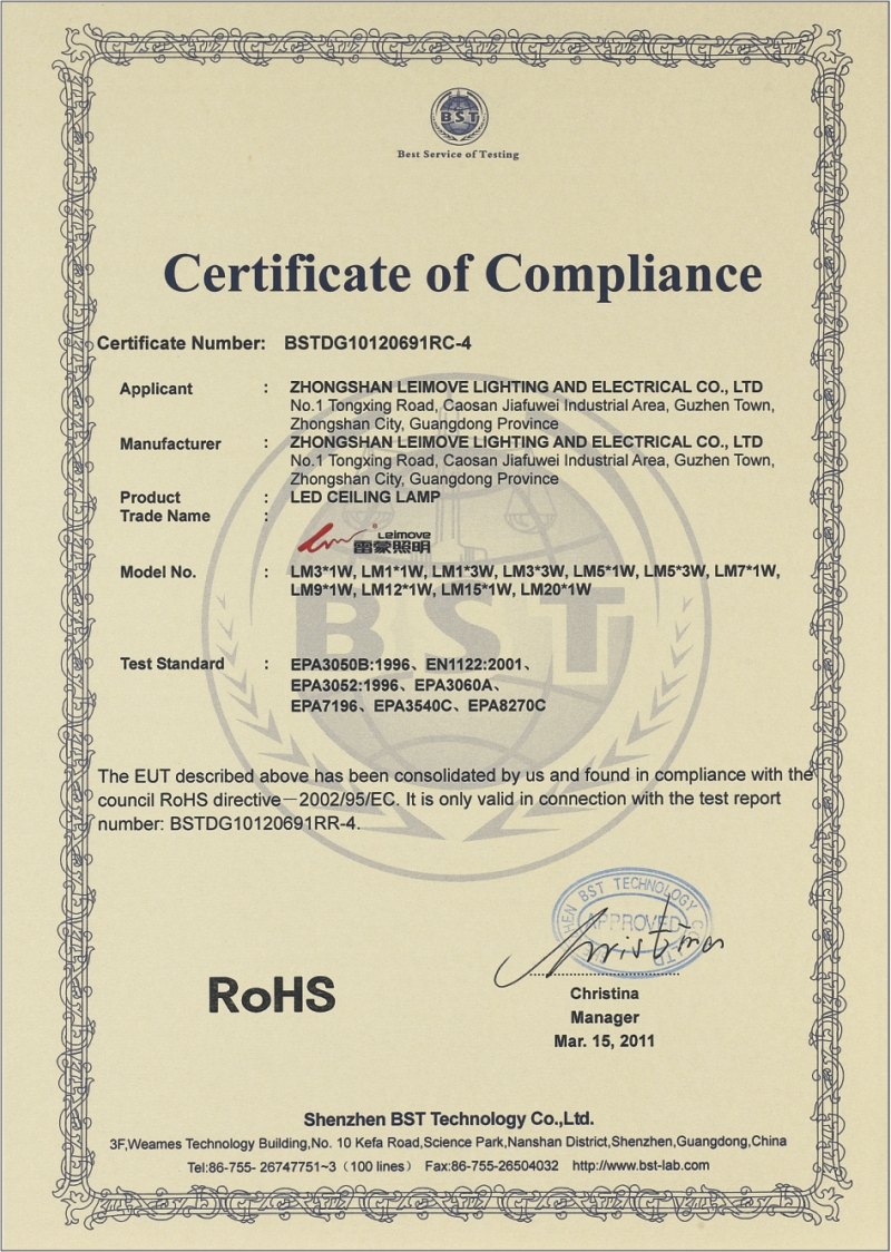 RoHS证书